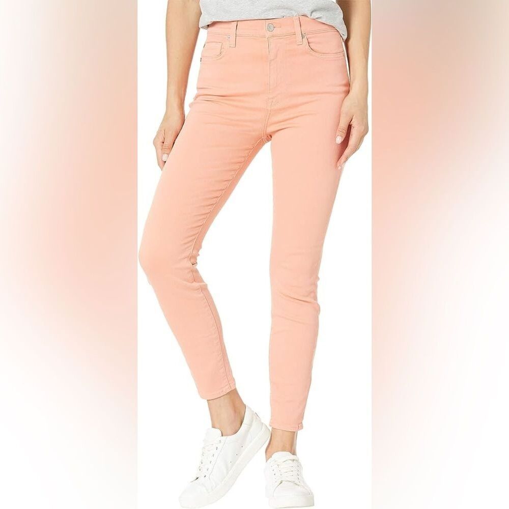 7 For Mankind Jeans Women’s 25 Cropped Skinny Peach Colored Denim Ankle Pastel